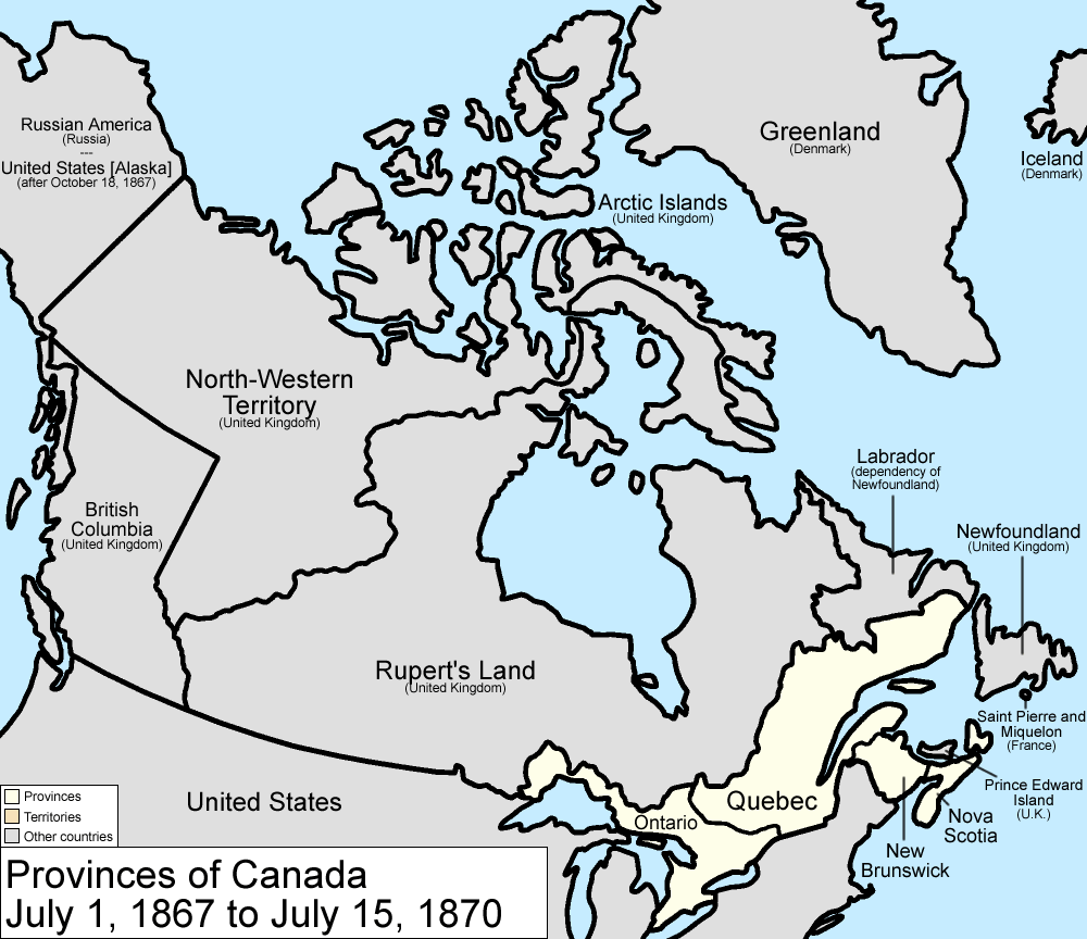 Map of Canada in 1867