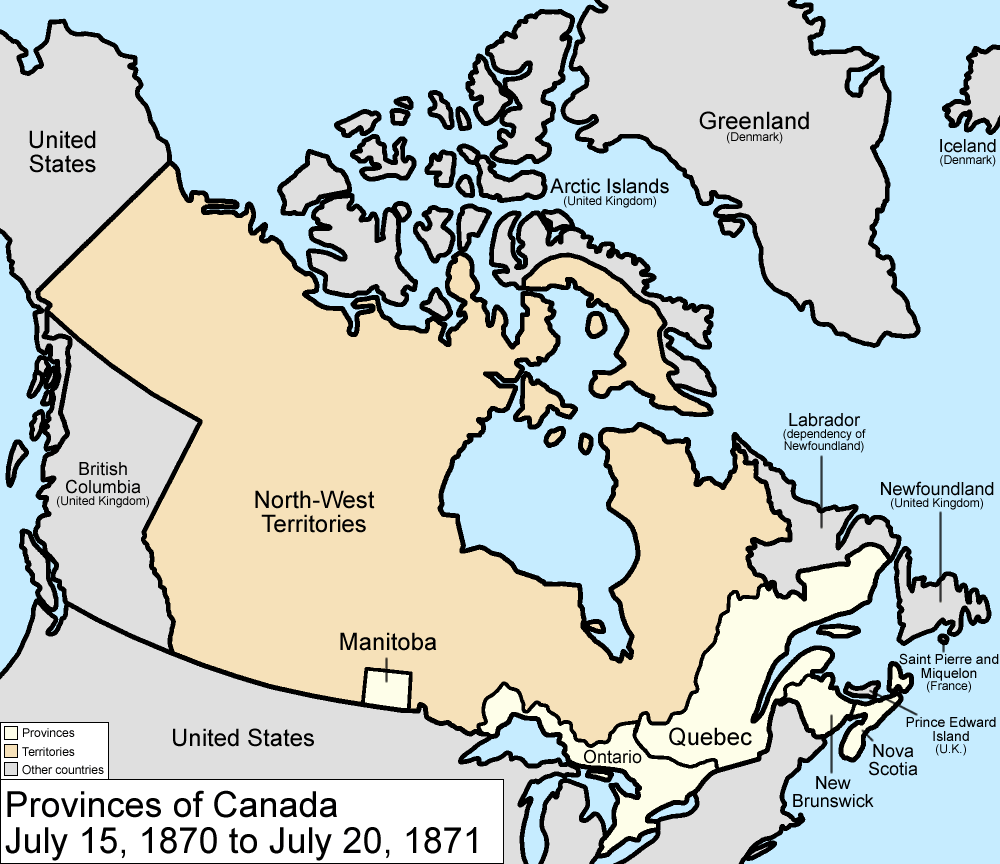 Map of Canada, 1870-1871