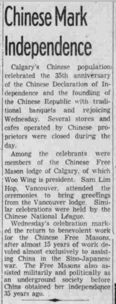 Calgary Herald article from 1945