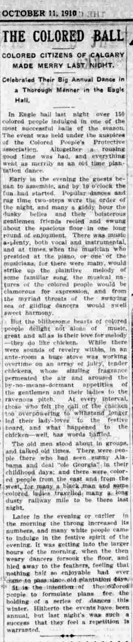 Scan of a newspaper article titled "The Colored Ball"